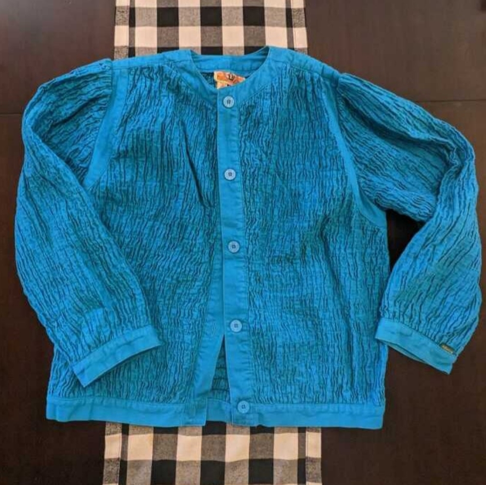Gene Ewing | Vintage 80s Artsy BIS Wrinkled Rich Denim Jacket, Teal Blue Size M